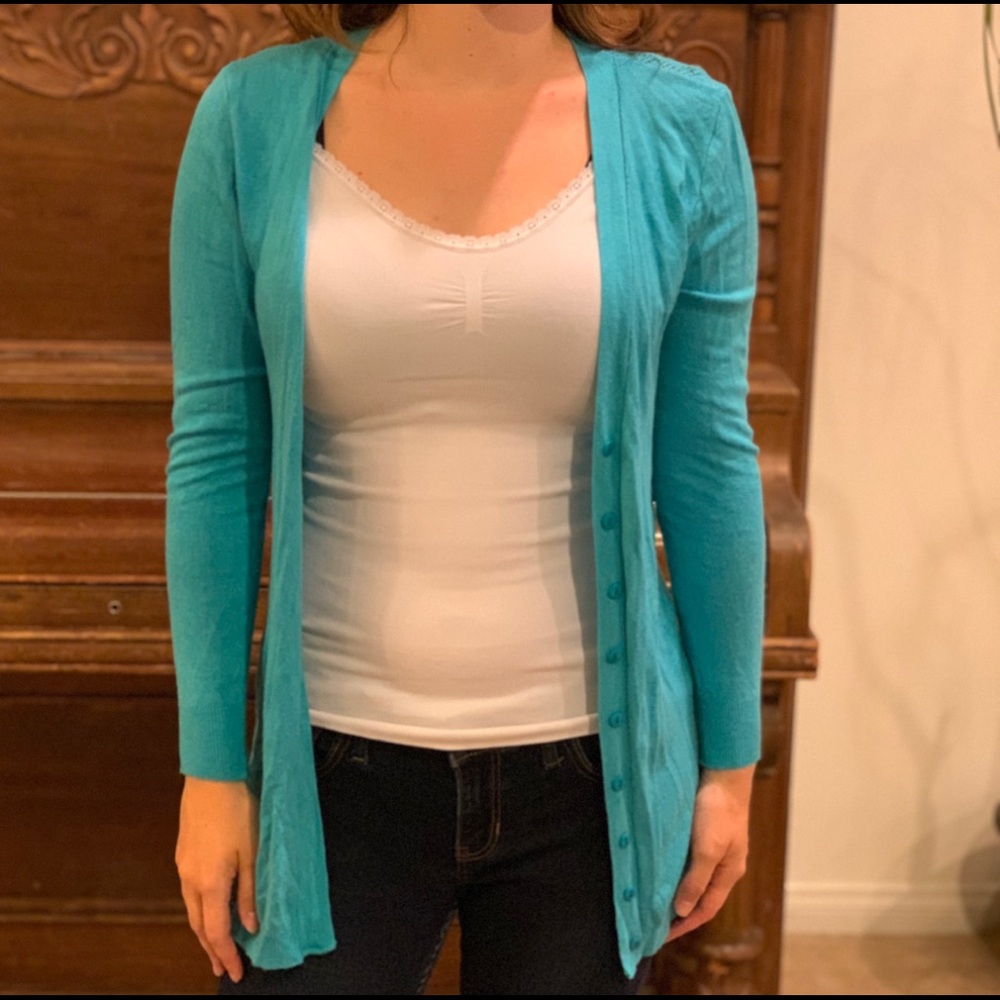 Blue cardigan